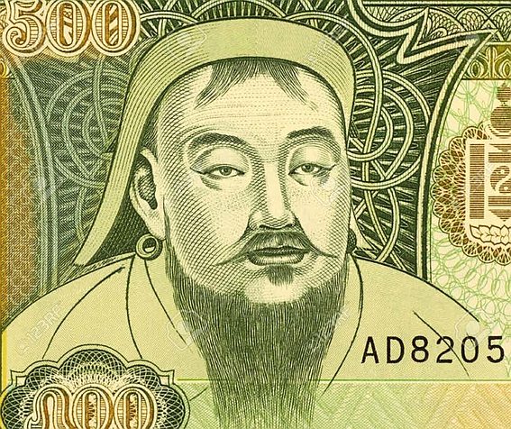 Чингисхан на деньгах Монголии